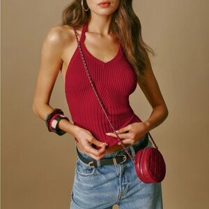 Reformation Red Ribbed Tank Top